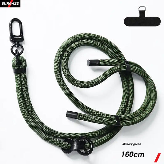 160cm Adjustable Crossbody strap Mobile Phone Lanyard Crossbody Adjustable Long Halter Wrist Woven Hang Rope Phone Case Gasket Lanyard military green