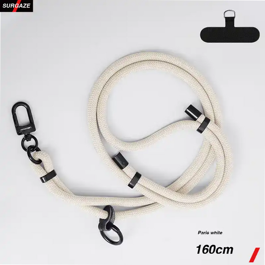 160cm Adjustable Crossbody strap Mobile Phone Lanyard Crossbody Adjustable Long Halter Wrist Woven Hang Rope Phone Case Gasket Lanyard paris white