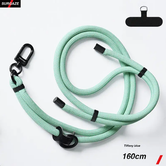 160cm Adjustable Crossbody strap Mobile Phone Lanyard Crossbody Adjustable Long Halter Wrist Woven Hang Rope Phone Case Gasket Lanyard  Tiffany blue