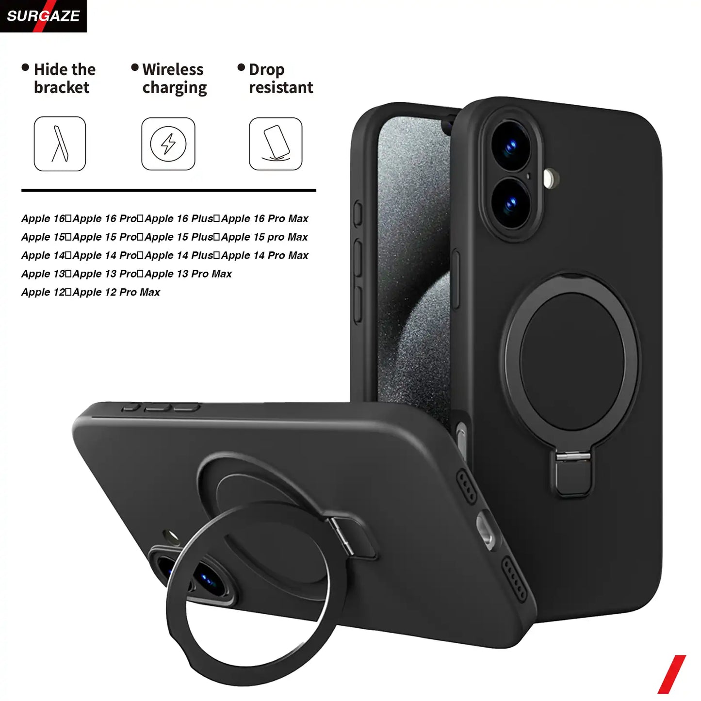 Suitable for Iphone16promax Real Liquid Silicone Solid Color Phone Case Apple 15 Magnetic Bracket Phone Case