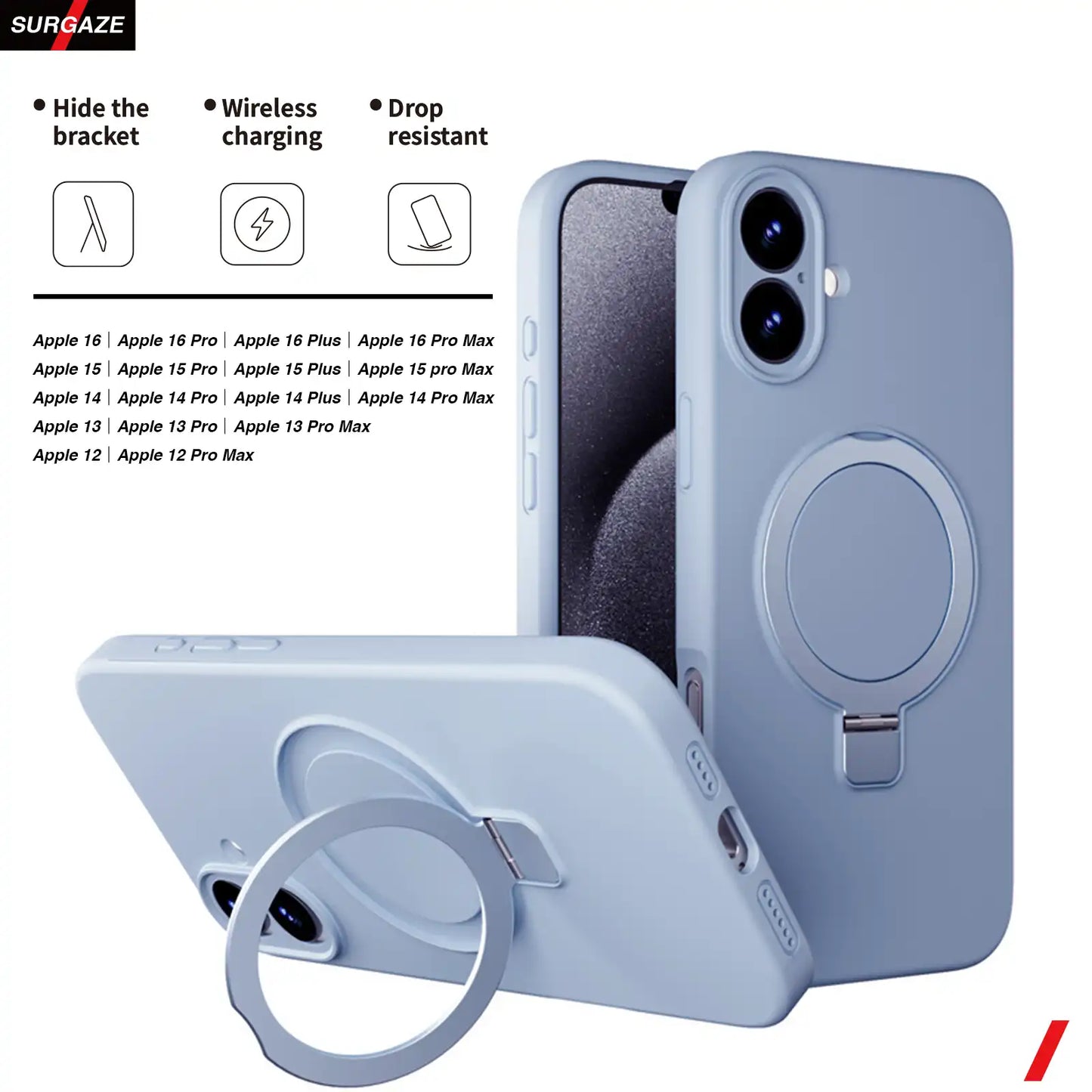 Suitable for Iphone16promax Real Liquid Silicone Solid Color Phone Case Apple 15 Magnetic Bracket Phone Case