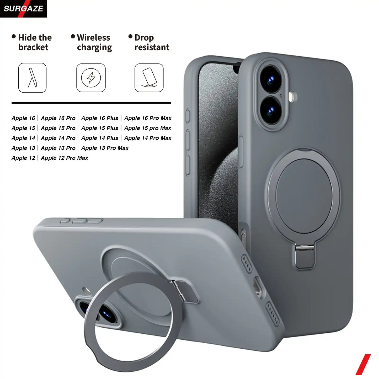 Suitable for Iphone16promax Real Liquid Silicone Solid Color Phone Case Apple 15 Magnetic Bracket Phone Case