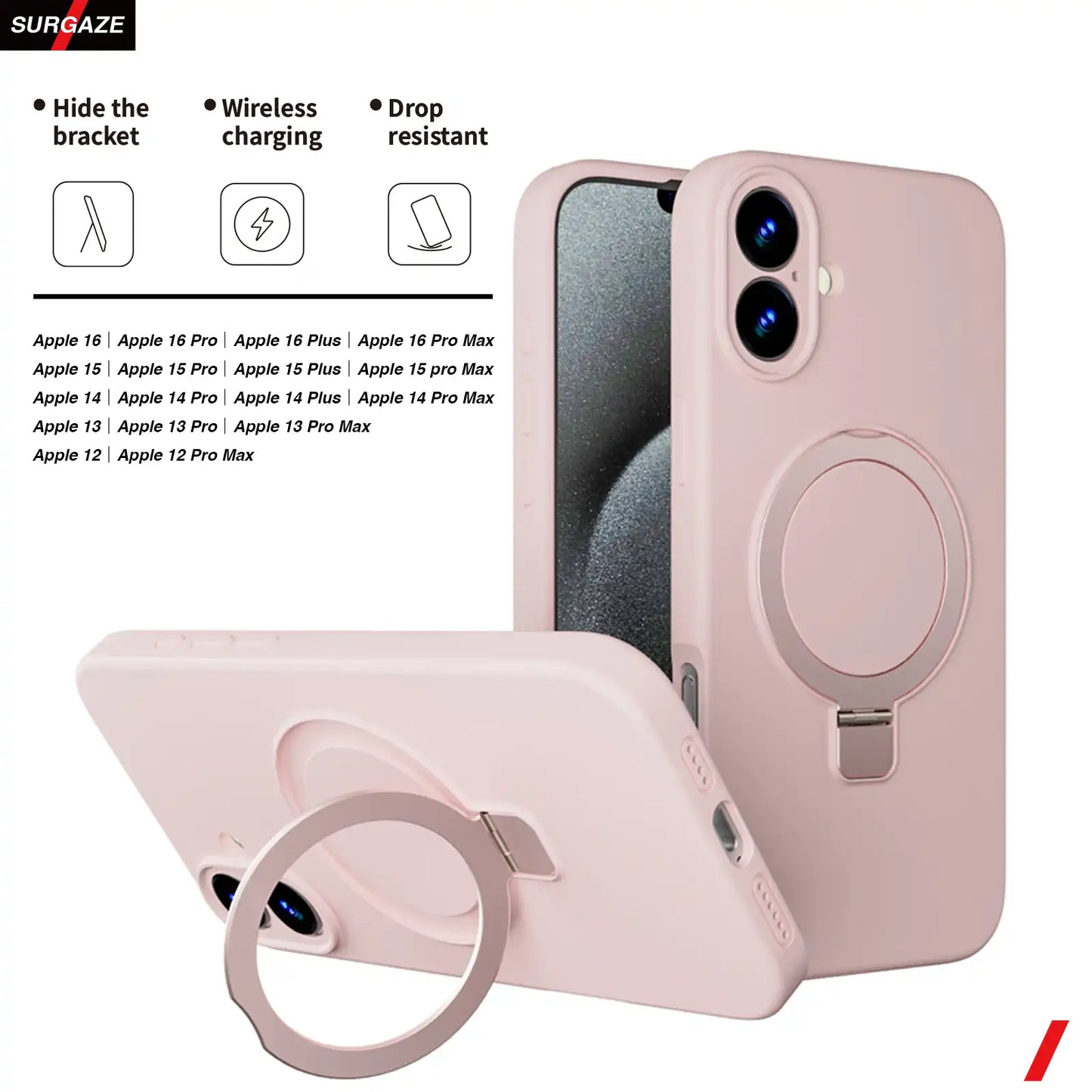 Suitable for Iphone16promax Real Liquid Silicone Solid Color Phone Case Apple 15 Magnetic Bracket Phone Case