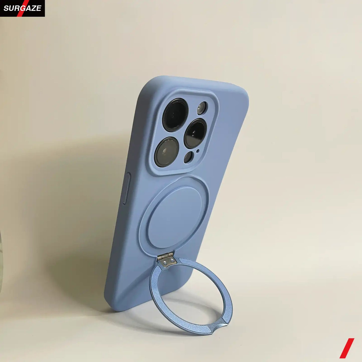 Eco-Friendly Black Magnetic Charging Stand Case – Soft Liquid Silicone with Matte Finish Blue