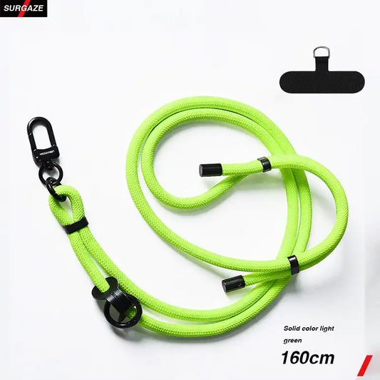 160cm Adjustable Crossbody strap Mobile Phone Lanyard Crossbody Adjustable Long Halter Wrist Woven Hang Rope Phone Case Gasket Lanyard silver green