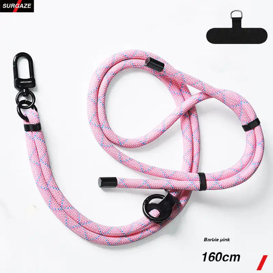 160cm Adjustable Crossbody strap Mobile Phone Lanyard Crossbody Adjustable Long Halter Wrist Woven Hang Rope Phone Case Gasket Lanyard  cross pink